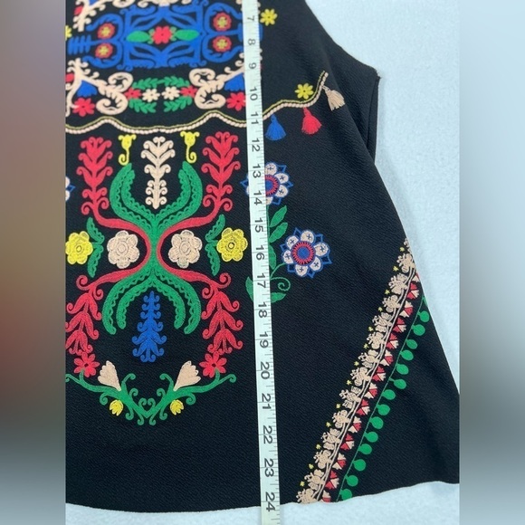 ZARA Women’s High Neck Crepe Aztec Tank Top Southwest Boho Colorful Folk Art S - Picture 11 of 11